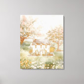 Vintages Haus im Grünen Wiesen Leinwanddruck (Vorderseite)