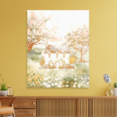 Vintages Haus im Grünen Wiesen Leinwanddruck (Insitu (Wohnzimmer))