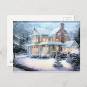 Vintages Haus im Winter Postkarte (Vorne/Hinten)