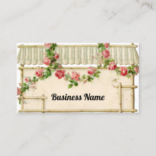 Vintages Haus mit Rose Garland Business Card Visitenkarte