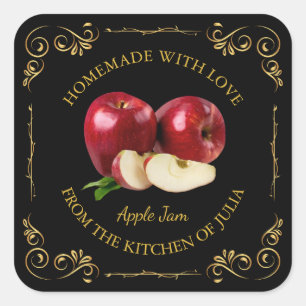 Vintages hausgemachte Apple-Marmelade-Label Quadratischer Aufkleber