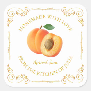 Vintages, hausgemachte Apricot-Marmelade-Label Quadratischer Aufkleber