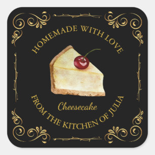 Vintages, hausgemachte Cheesecake-Platz Quadratischer Aufkleber