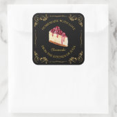 Vintages, hausgemachte Cheesecake-Platz Quadratischer Aufkleber (Tasche)