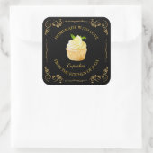 Vintages, hausgemachte Cupcake-Platz-Label Quadratischer Aufkleber (Tasche)