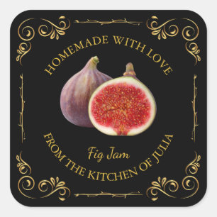 Vintages, hausgemachte Fig-Jam-Platz Quadratischer Aufkleber