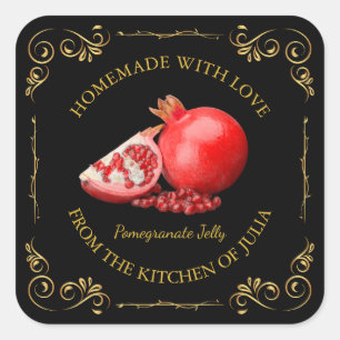 Vintages hausgemachte Granatapfelsiegelegel Quadratischer Aufkleber