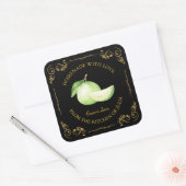 Vintages hausgemachte Güava-Jam-Platz-Label Quadratischer Aufkleber (Umschlag)