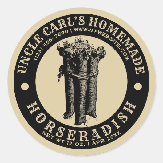 Vintages, hausgemachte Horseradish Simple Runder Aufkleber (Vorderseite)