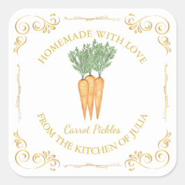 Vintages hausgemachte Karottenplakette Quadratischer Aufkleber