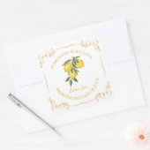 Vintages hausgemachte Lemon Jam Square Label Quadratischer Aufkleber (Umschlag)