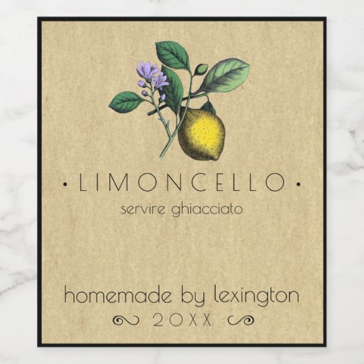 Vintages hausgemachte Limoncello Flasche | Weinetikett (Einzelnes Label)