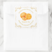 Vintages hausgemachte Mandarine Jam Square Label Quadratischer Aufkleber (Tasche)