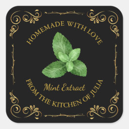 Vintages hausgemachte Minze Extract Square Label Quadratischer Aufkleber