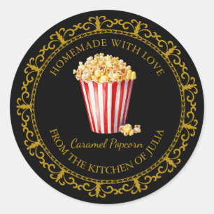 Vintages hausgemachte Popcorn-Etikett Runder Aufkleber