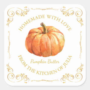 Vintages, hausgemachte Pumpkin Butter Square Label Quadratischer Aufkleber