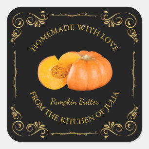Vintages, hausgemachte Pumpkin Butter Square Label Quadratischer Aufkleber