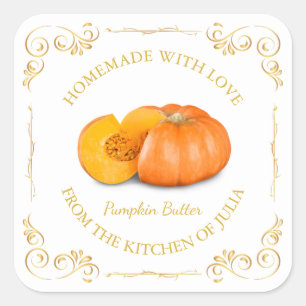 Vintages, hausgemachte Pumpkin Butter Square Label Quadratischer Aufkleber