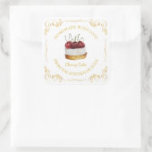 Vintages, hausgemachte Sweet Cake Square Label Quadratischer Aufkleber (Tasche)