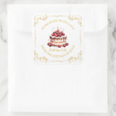 Vintages, hausgemachtes Cake Square-Label Quadratischer Aufkleber (Tasche)