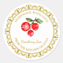 Vintages hausgemachtes Cranberry-Konfitüre Runder Aufkleber