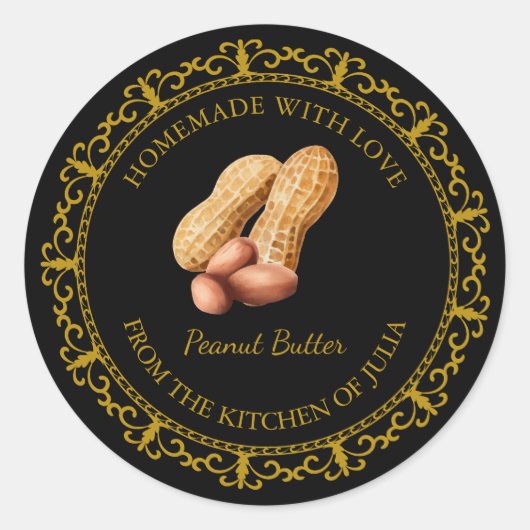 Vintages, hausgemachtes Erdnuss-Butteretikett Runder Aufkleber (Vorderseite)