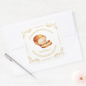 Vintages hausgemachtes, frisches Brot Quadratischer Aufkleber (Umschlag)