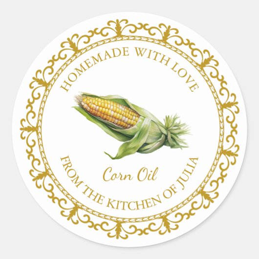 Vintages hausgemachtes Getreideöletikett Runder Aufkleber (Vorderseite)