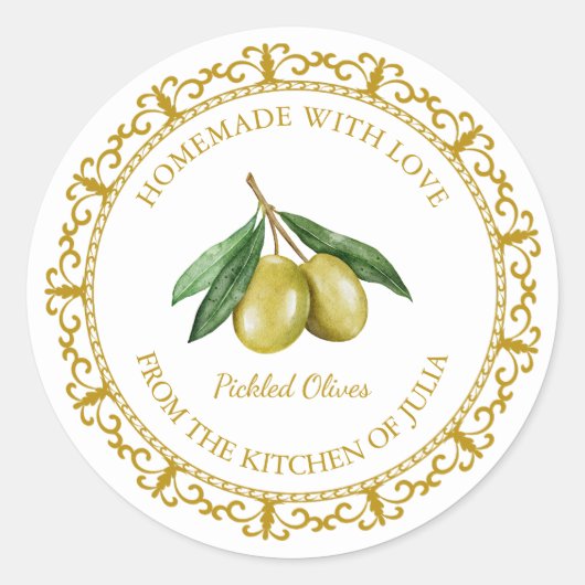 Vintages hausgemachtes Olivenöl/Zitronenschild Runder Aufkleber (Vorderseite)