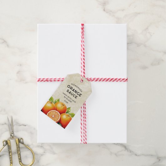 Vintages hausgemachtes Orangensoßenschild Geschenkanhänger (Mit Garn)