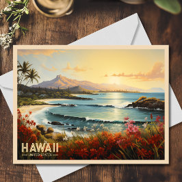 Vintages Hawaii Beach Tropical Paradise Malerei Postkarte