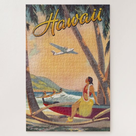 Vintages Hawaii Reisen Kunst, Dichtung und Musik Puzzle (Vertikal)