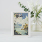 Vintages Hawaii Retro Sail Away Postkarte (Stehend Vorderseite)