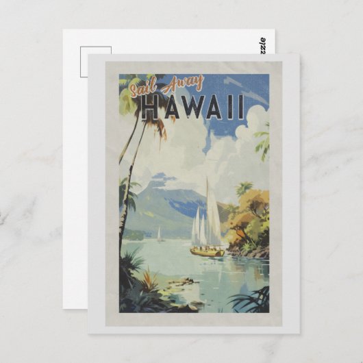 Vintages Hawaii Retro Sail Away Postkarte (Vorne/Hinten)