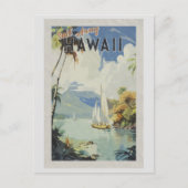 Vintages Hawaii Retro Sail Away Postkarte (Vorderseite)