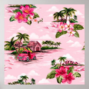 Vintages hawaiianisches Barktuch-Design der tropis Poster