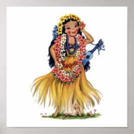 Vintages Hawaiianisches Mädchen in Hula Outfit Dre Poster