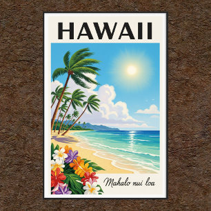 Vintages hawaiianisches Reiseplakat der 60er Jahre Poster