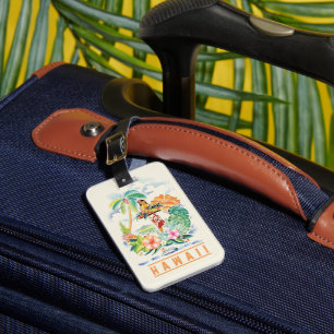 Vintages hawaiianisches Reiseplakat Gepäckanhänger