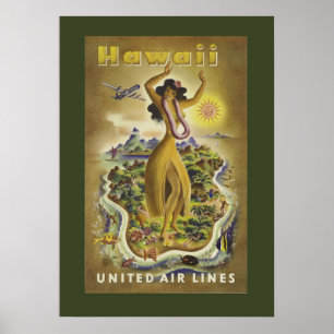 Vintages hawaiianisches Reiseplakat Poster