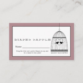 Vintages Heart Birdcage Baby Diaper Raffel Ticket Begleitkarte