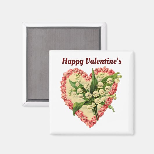 Vintages Heart Square Magnet (Vorderseite/Rückseite)