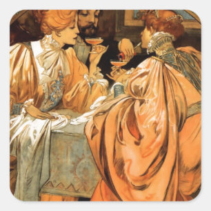 Vintages Heidsieck & Co Monopole Reims Weinkarte Quadratischer Aufkleber