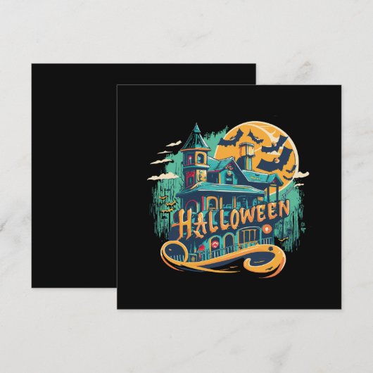 Vintages Heilhaus mit Geist Einladung (Vorne/Hinten)