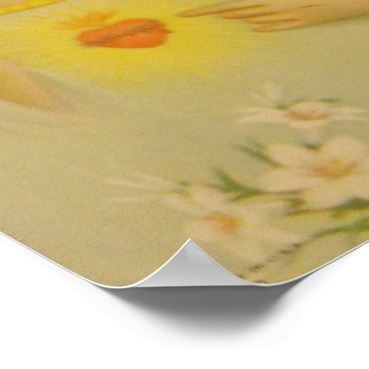 Vintages Heiliges Herz Jesu Christi Poster (Ecke)