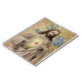 Vintages Heiliges Herz Jesu floralreligiös Notizblock (Linke Seite)