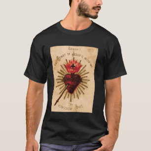 Vintages Heiliges Herz Jesu Katholische Kunst Trad T-Shirt