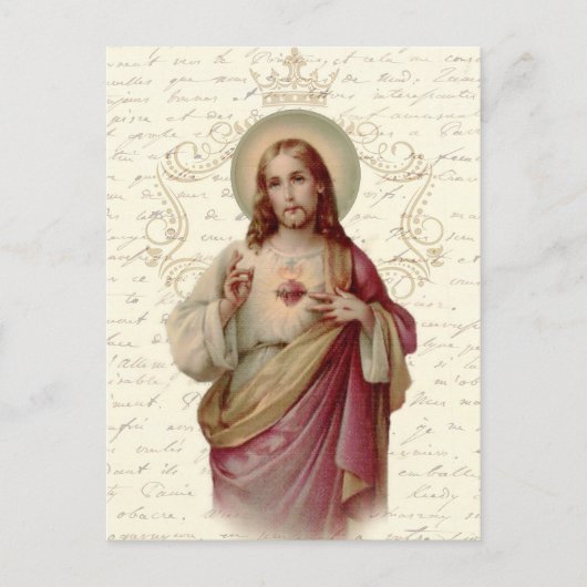 Vintages Heiliges Herz Jesu Religiös Postkarte (Vorderseite)