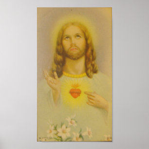 Vintages heiliges Herz von Jesus Christus Poster