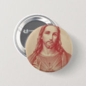Vintages Heiliges Jesusherz Button (Vorne & Hinten)